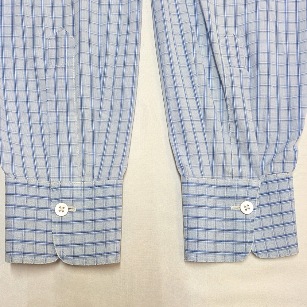 Quiet Luxury Kiton Dress Shirt Men 16.5 / 42 Blue Check Cotton Italy Workwear - Picture 6 of 16